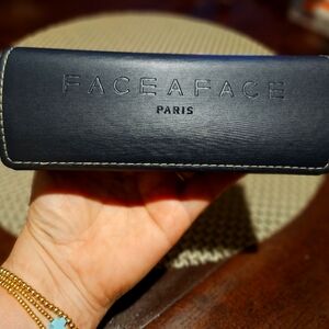 Face a Face Paris Eyeglass Case in Black with White Stitching